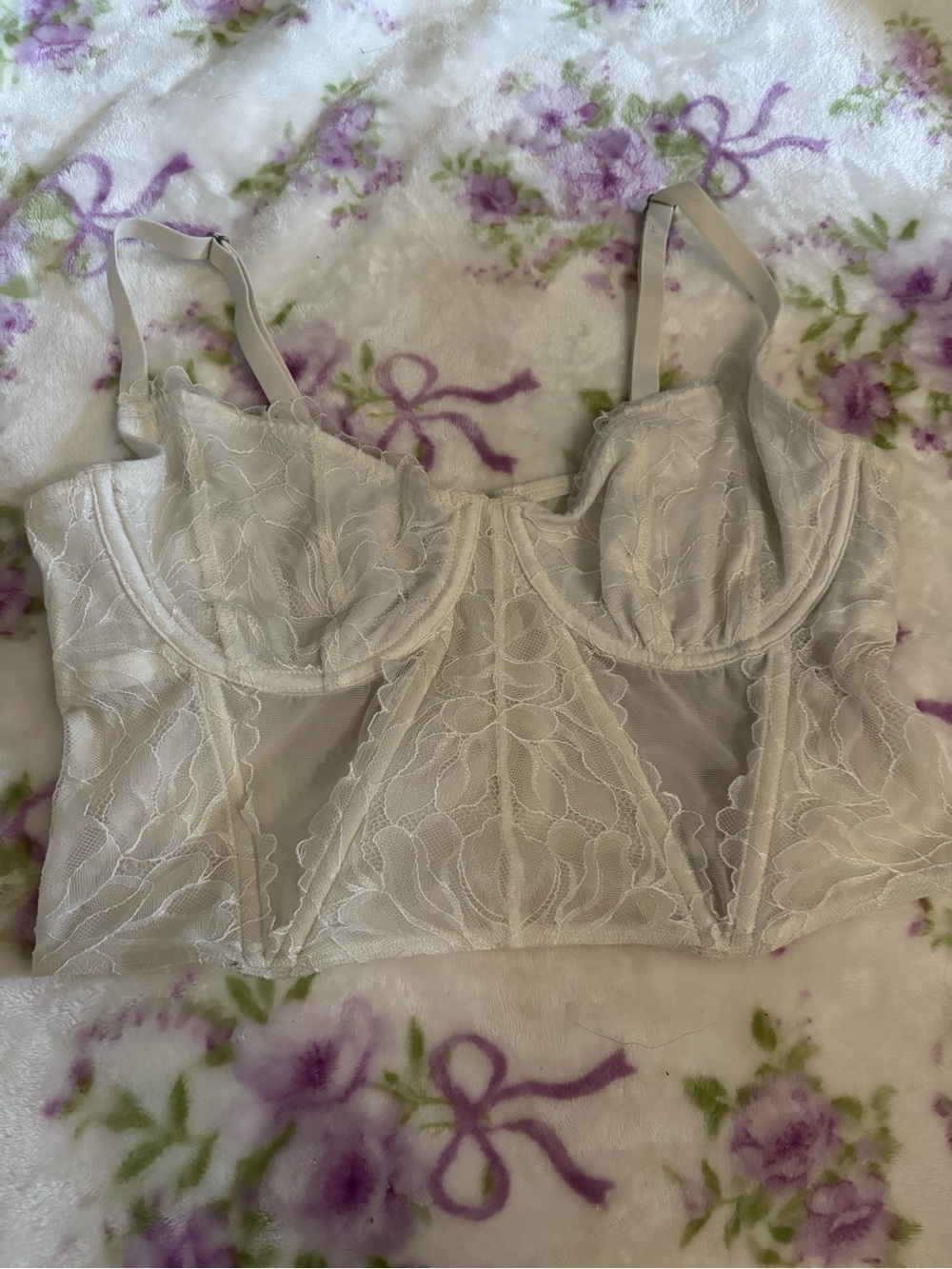 Gilly Hicks Ivory Lace Longline Bralette